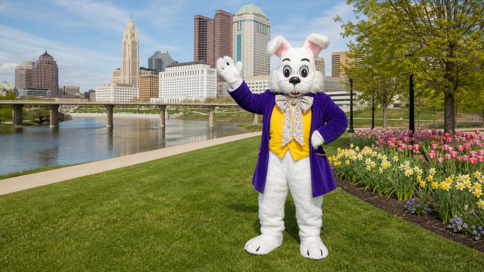 Easter Bunny for hire in Columbus at Scioto Mile
