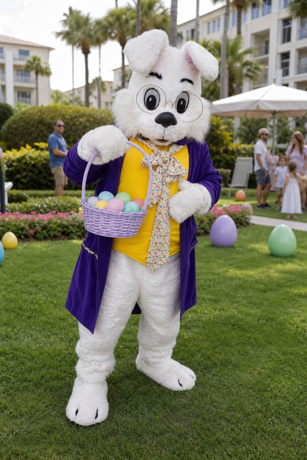 Wendell Easter Bunny hosting an Orlando resort egg hunt