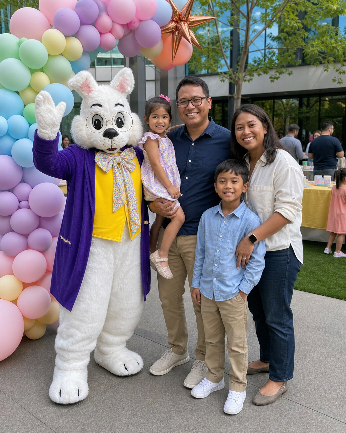 San Jose Easter Bunny Wendell at corporate family day